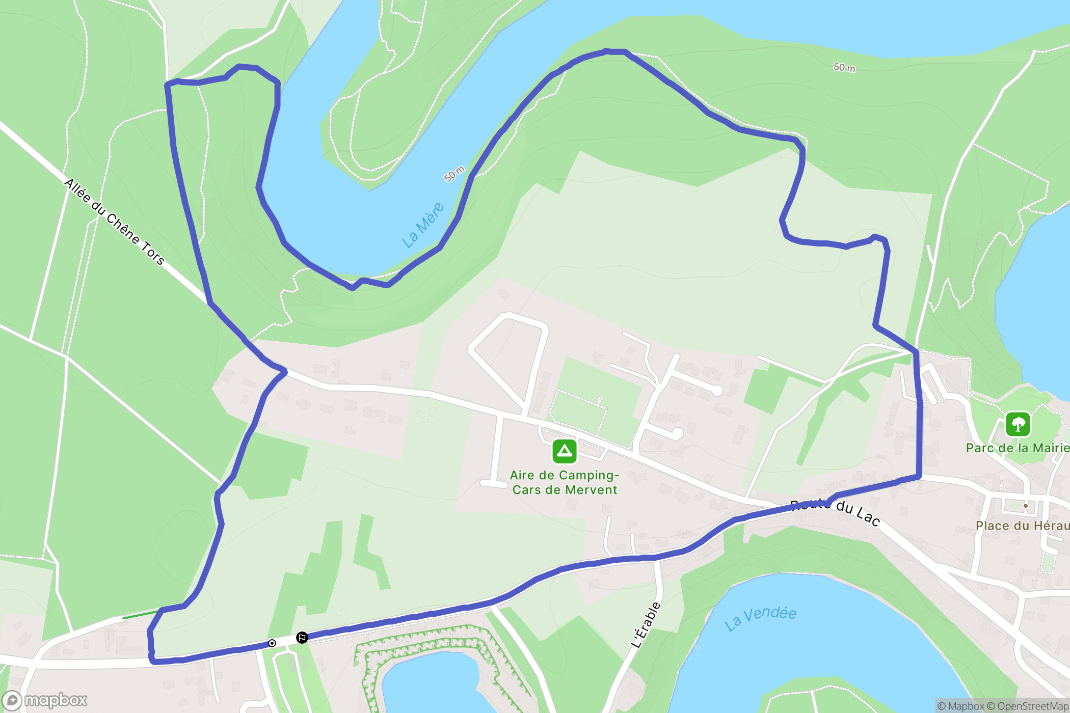 Mervent : carte du parcours de randonnée - France