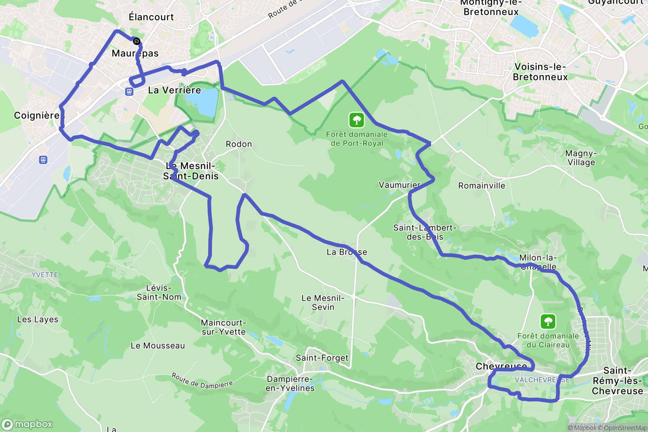 Maurepas : carte du parcours de randonnée - France