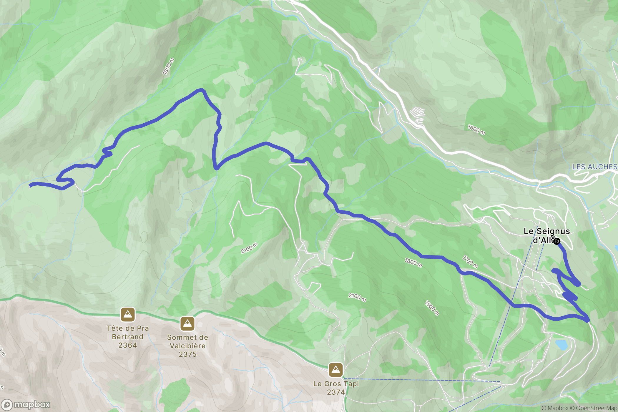 Allos : carte du parcours de randonnée - France