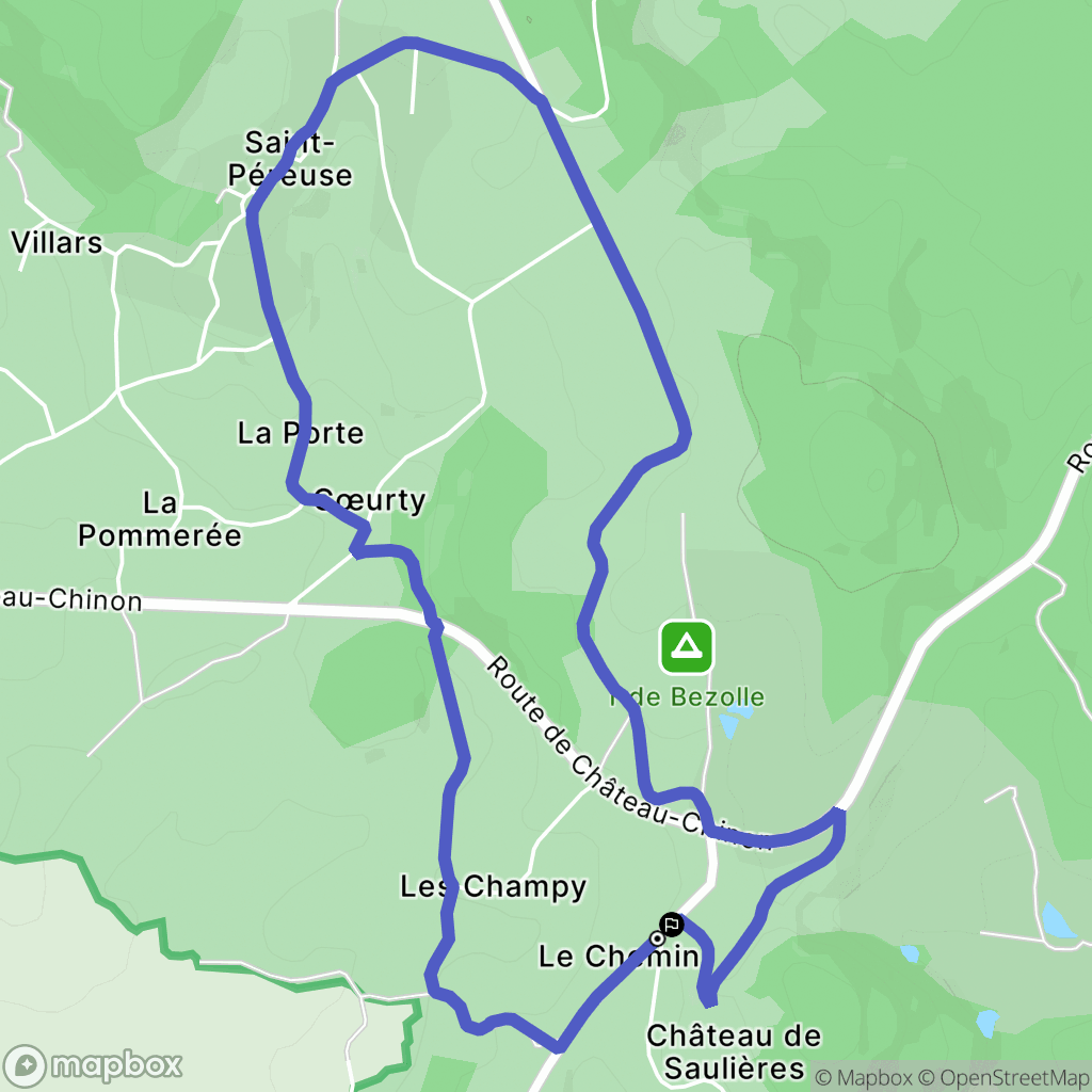 Saint-Péreuse : carte du parcours de randonnée - France