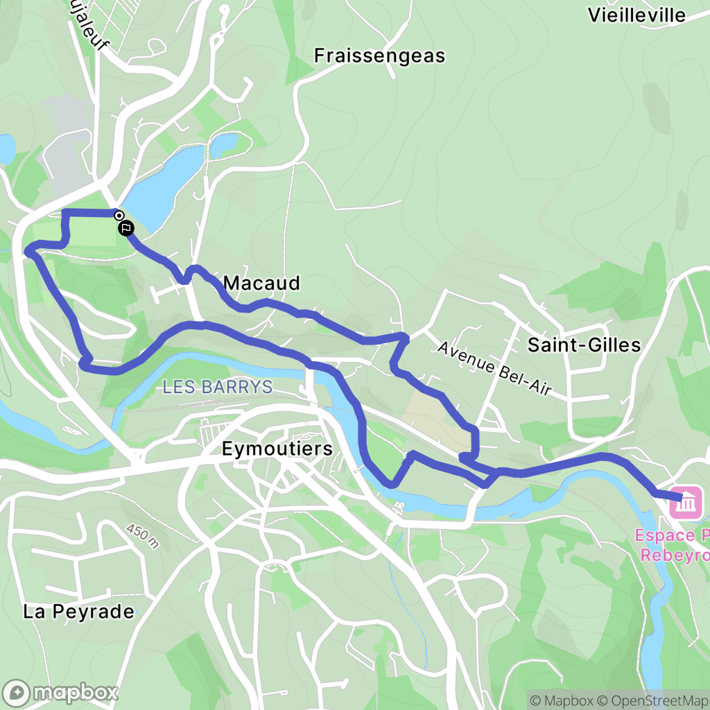 Eymoutiers : carte du parcours de randonnée - France