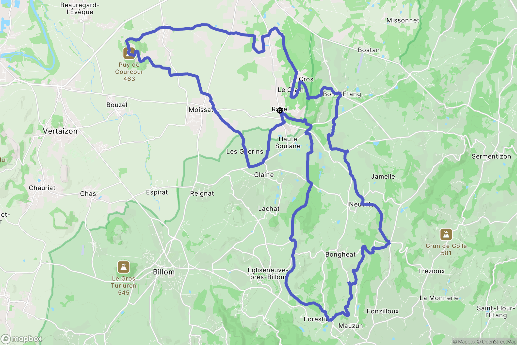Ravel : carte du parcours de randonnée - France