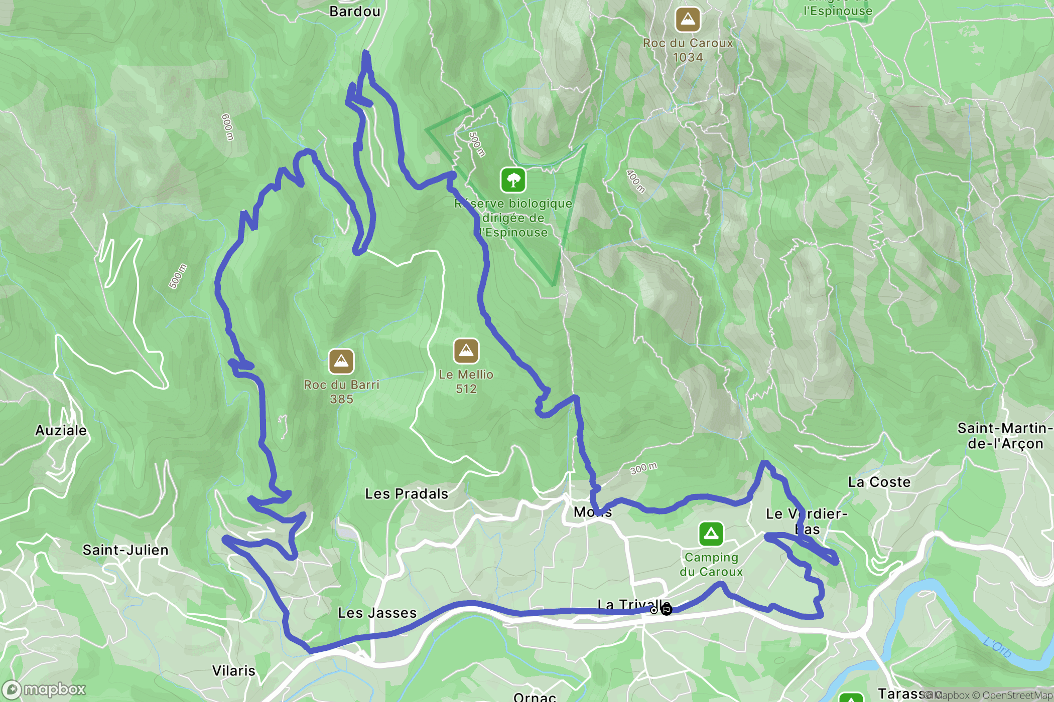 Mons : carte du parcours de randonnée - France