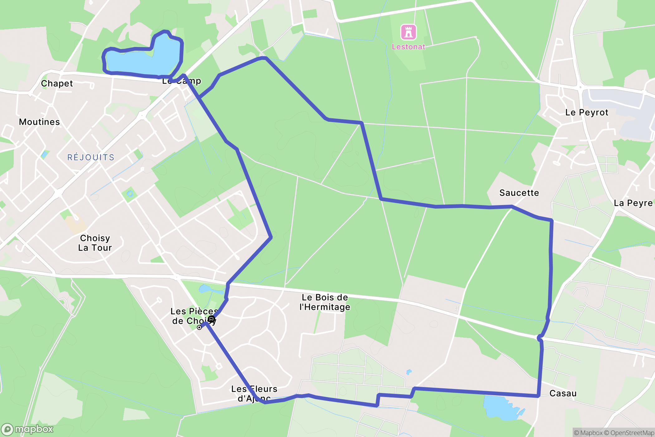 Cestas : carte du parcours de randonnée - France