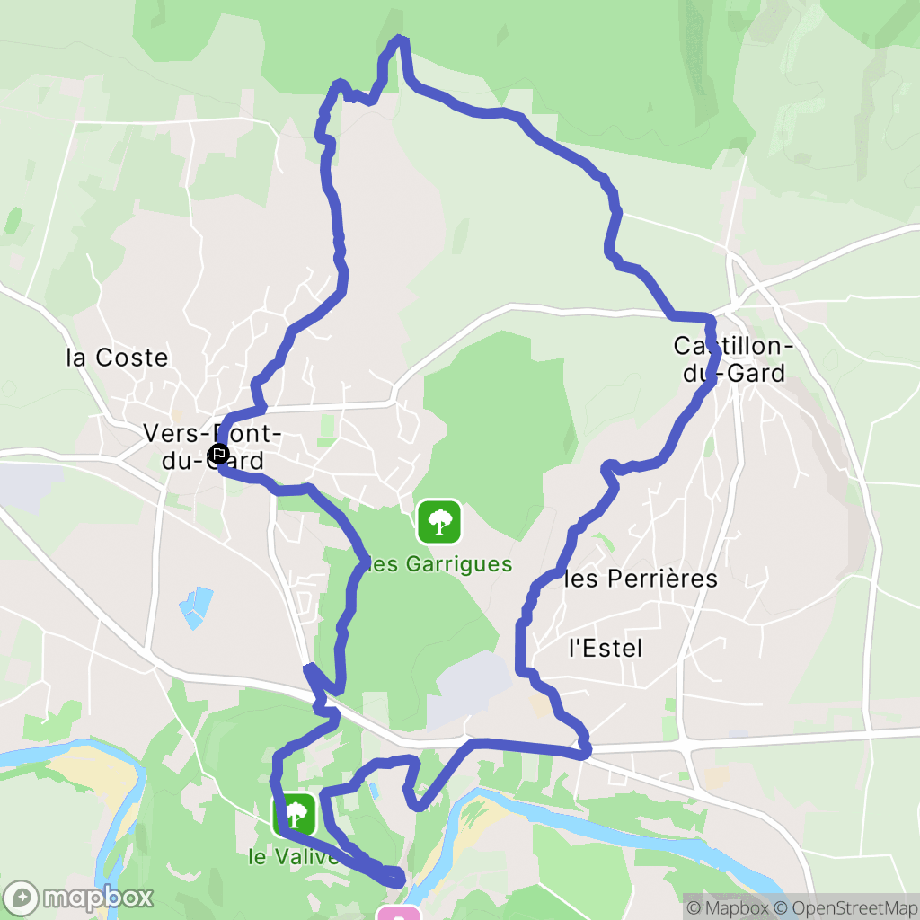 Vers-Pont-du-Gard : carte du parcours de randonnée - France