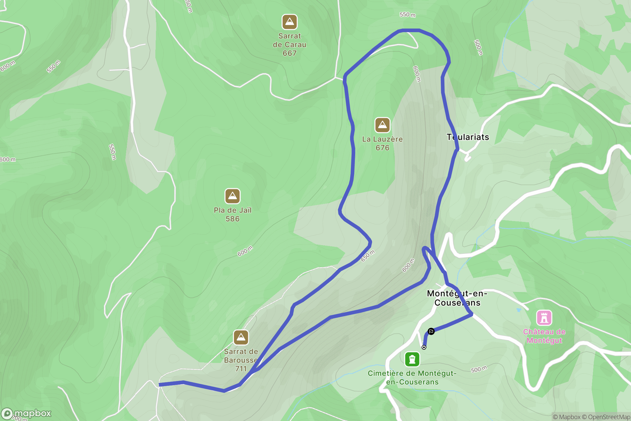 Montégut-en-Couserans : carte du parcours de randonnée - France