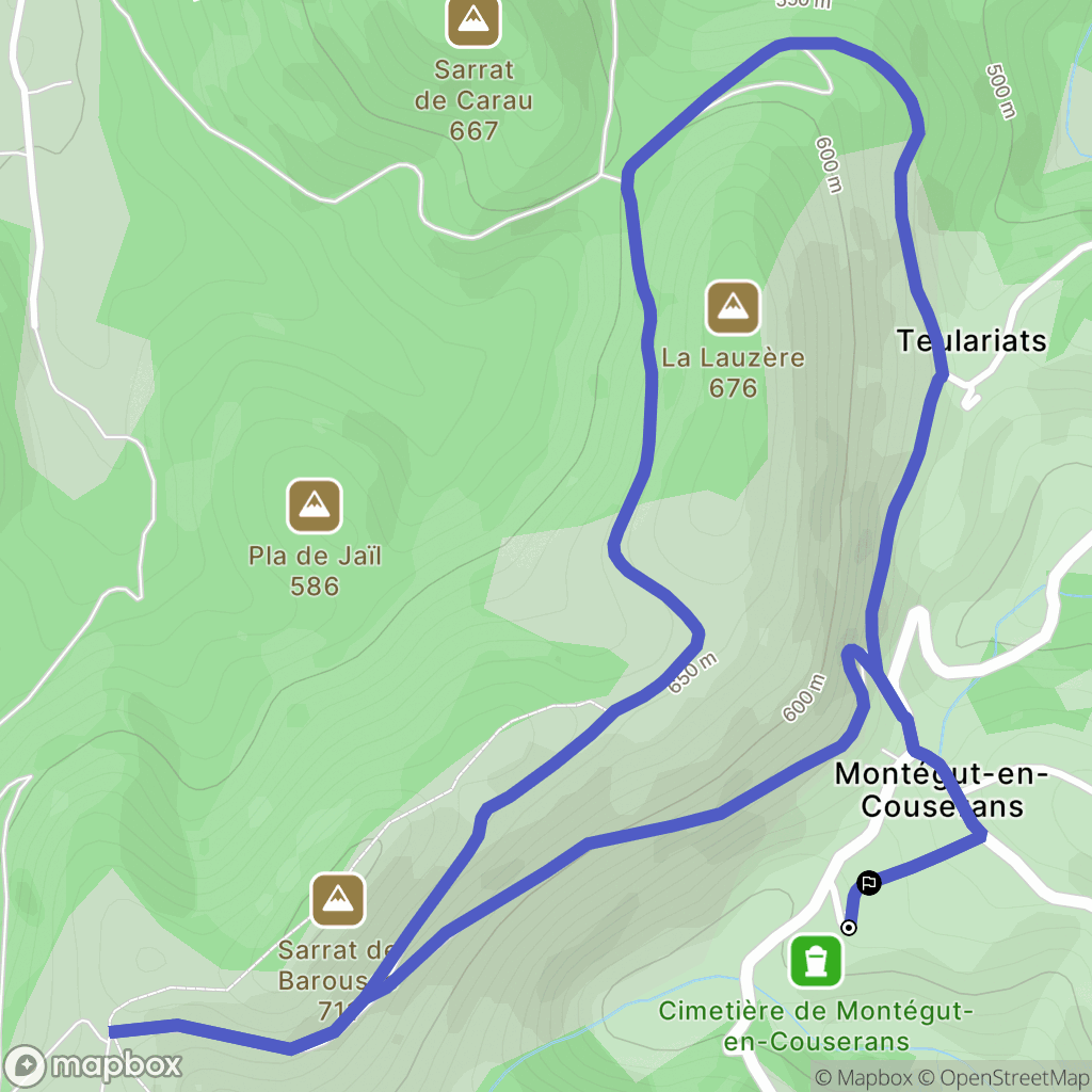 Montégut-en-Couserans : carte du parcours de randonnée - France