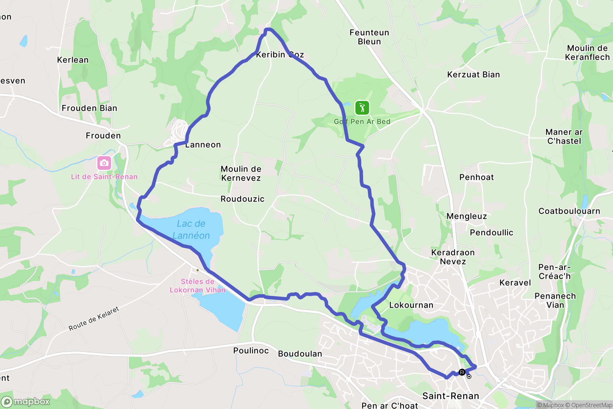 Saint-Renan : carte du parcours de randonnée - France
