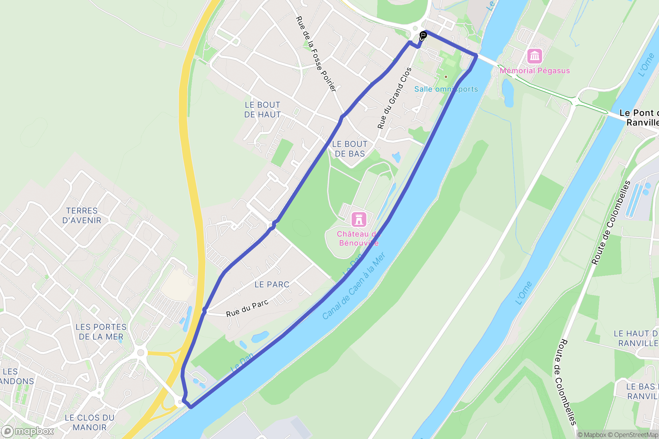 Bénouville : carte du parcours de randonnée - France