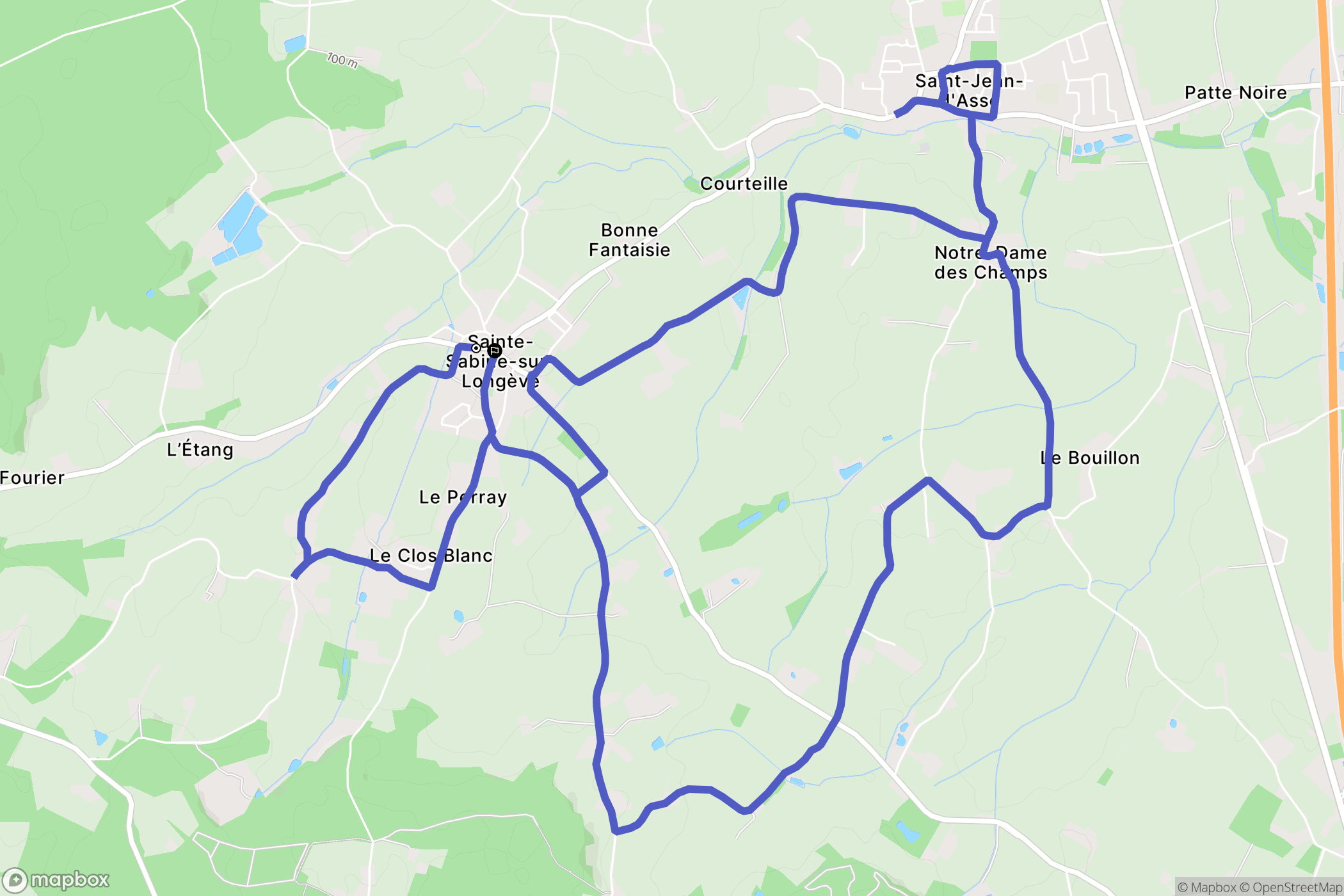Sainte-Sabine-sur-Longève : carte du parcours de randonnée - France