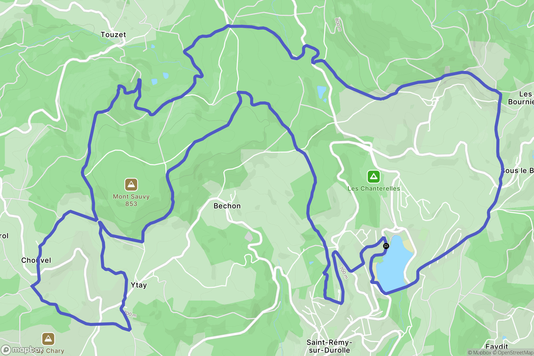 Saint Rémy sur Durolle : carte du parcours de randonnée - France