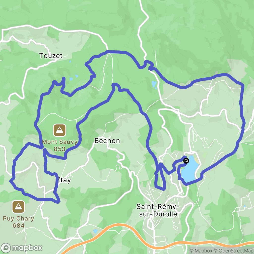 Saint Rémy sur Durolle : carte du parcours de randonnée - France