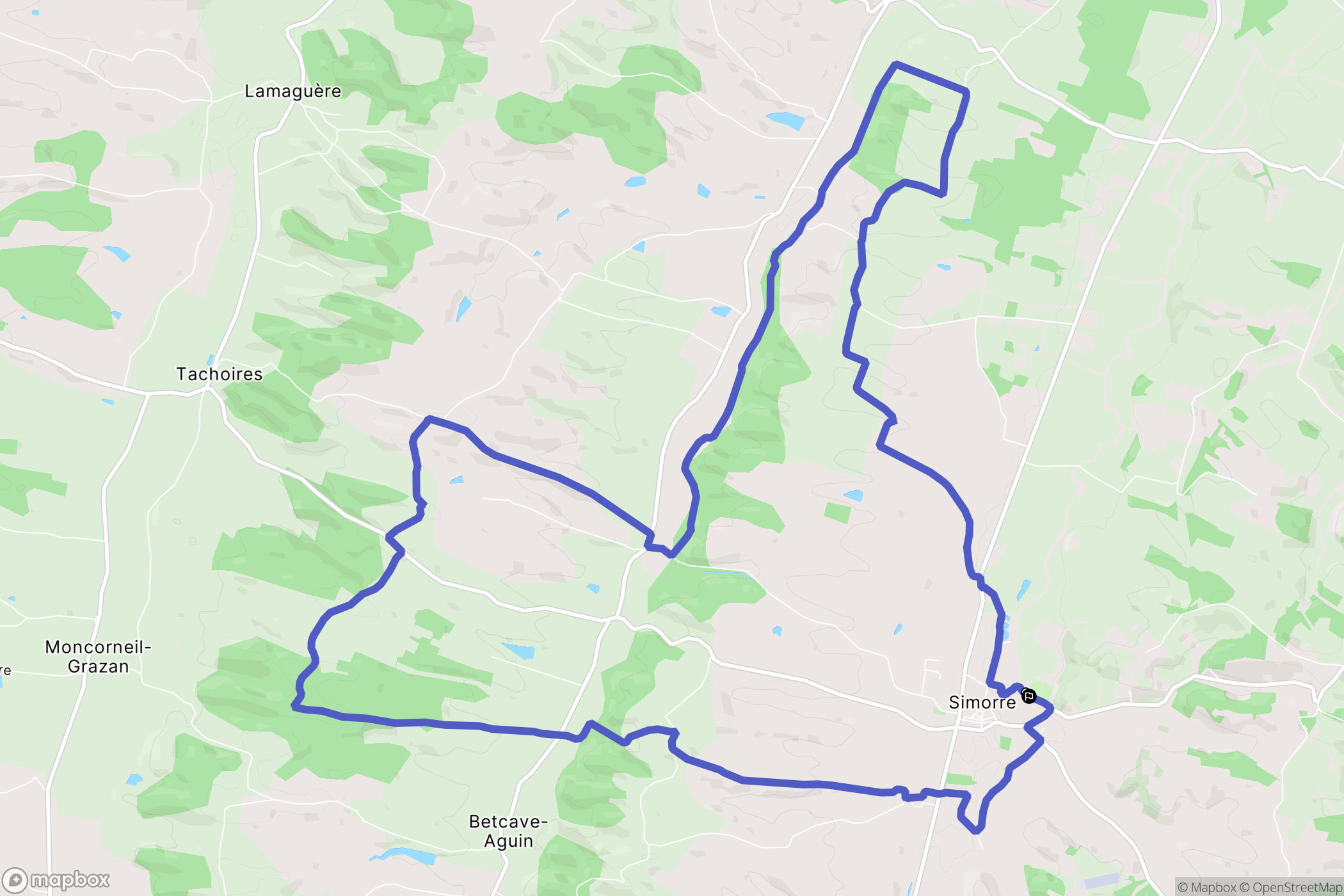 Simorre : carte du parcours de randonnée - France
