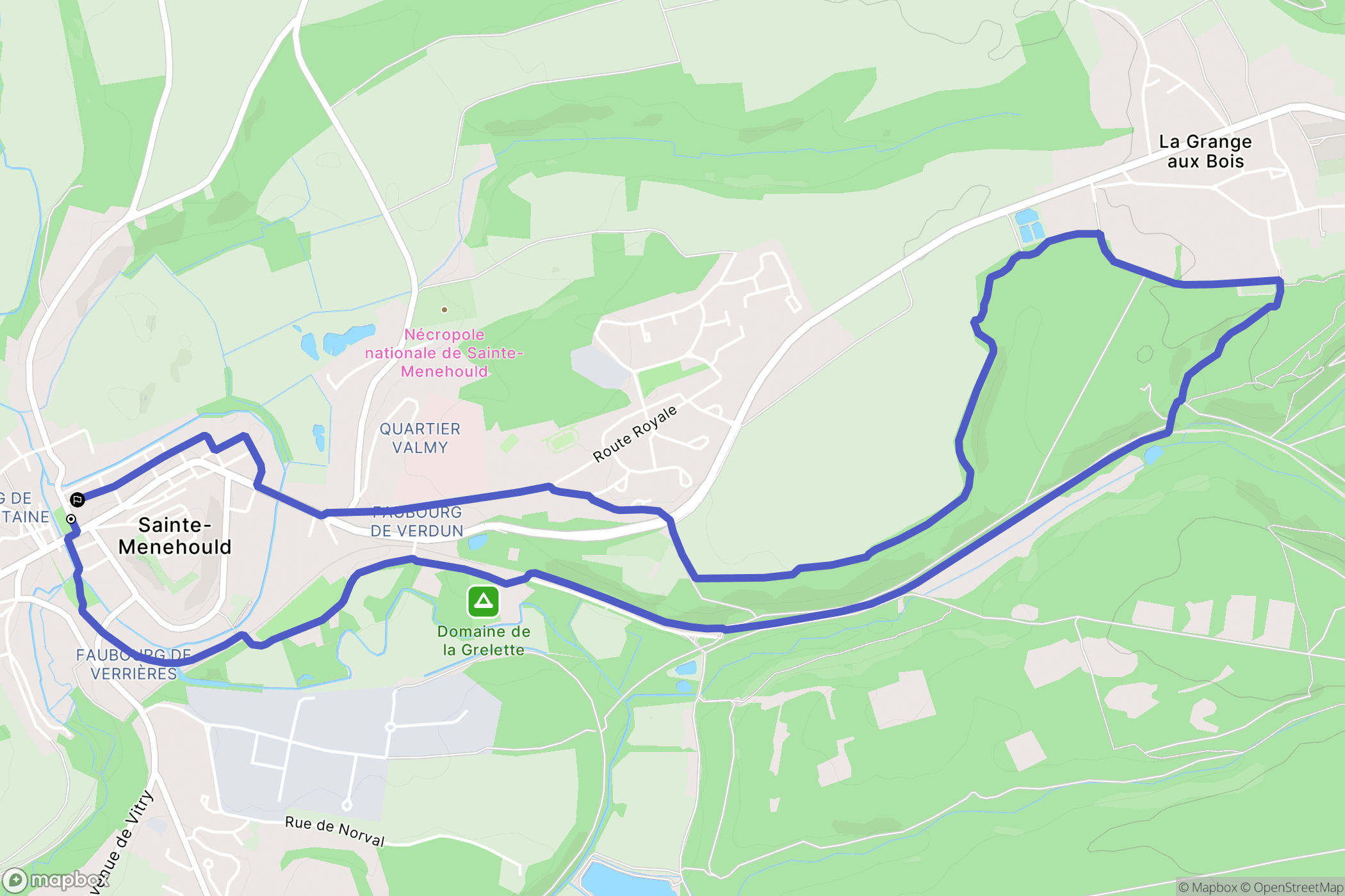 Sainte-Menehould : carte du parcours de randonnée - France