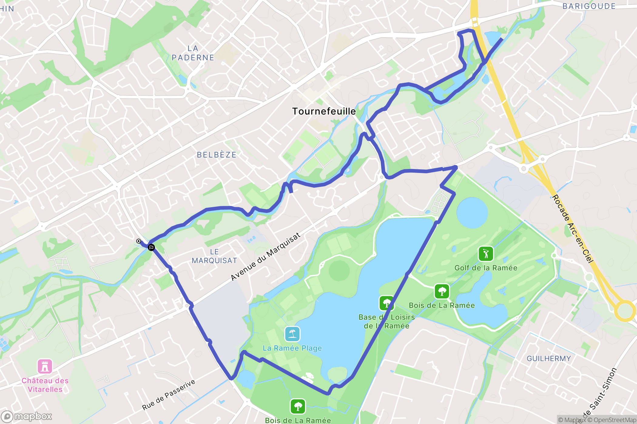 Tournefeuille : carte du parcours de randonnée - France