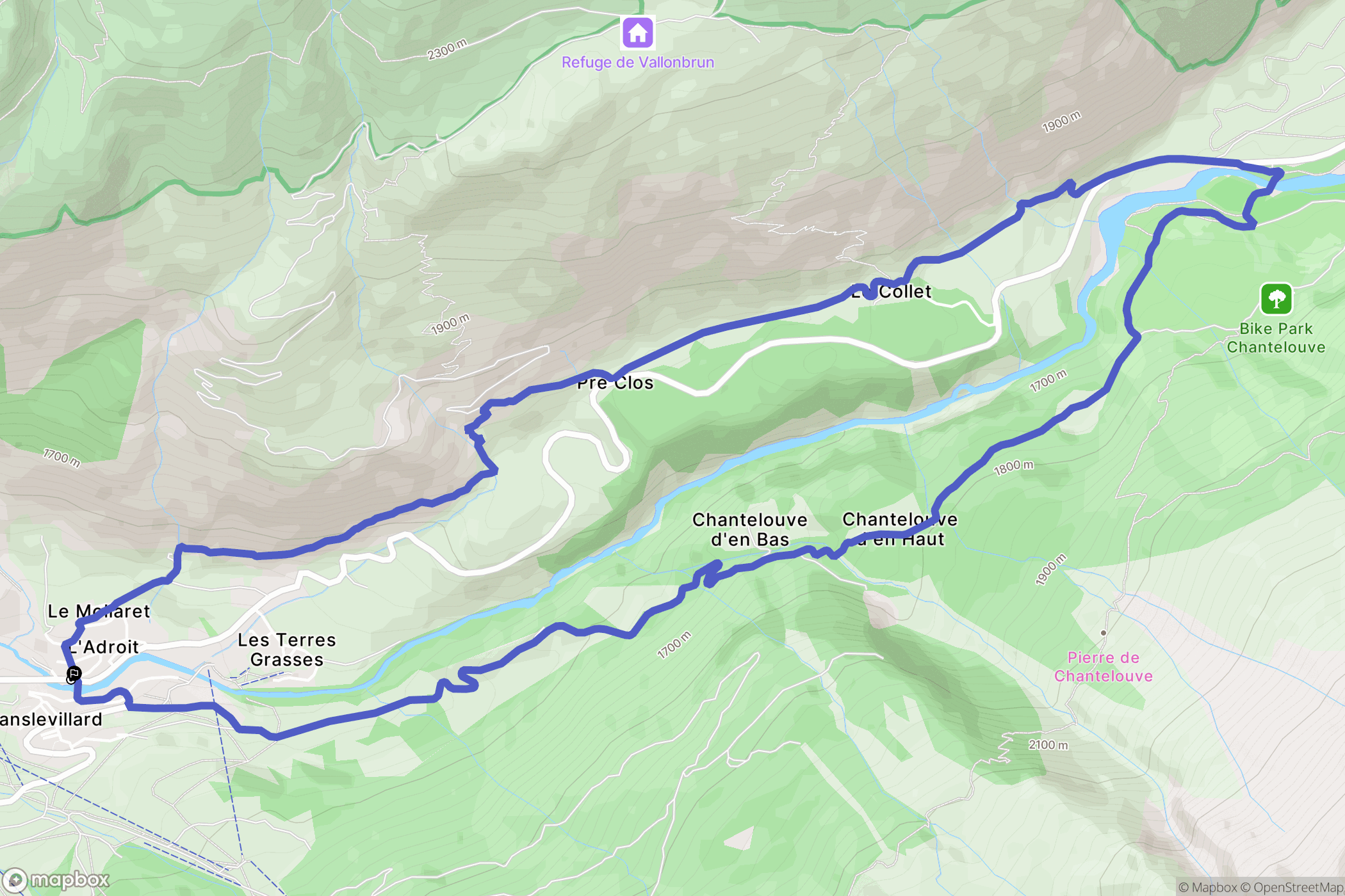 Val-Cenis : carte du parcours de randonnée - France