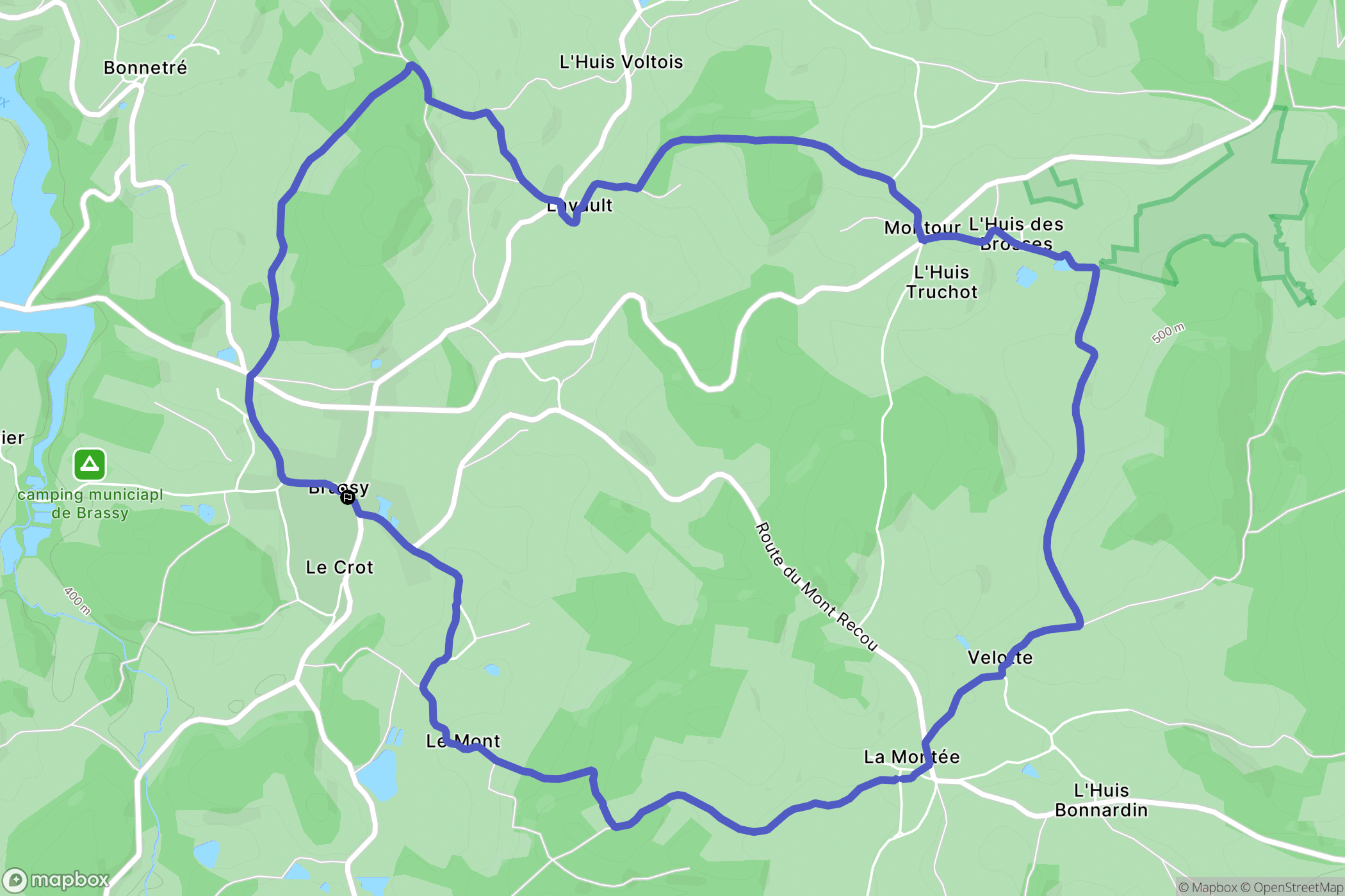 Brassy : carte du parcours de randonnée - France