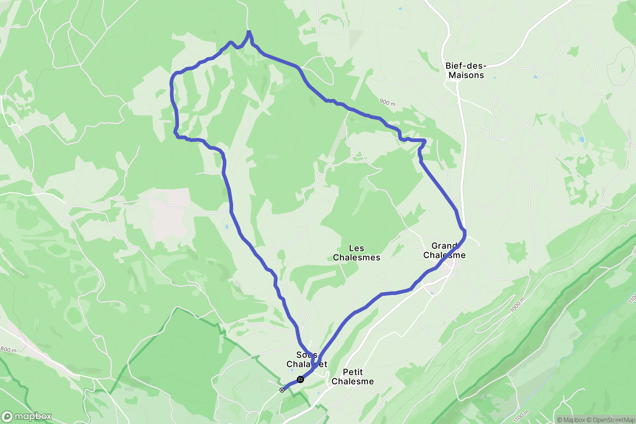 Les Planches-en-Montagne : carte du parcours de randonnée - France