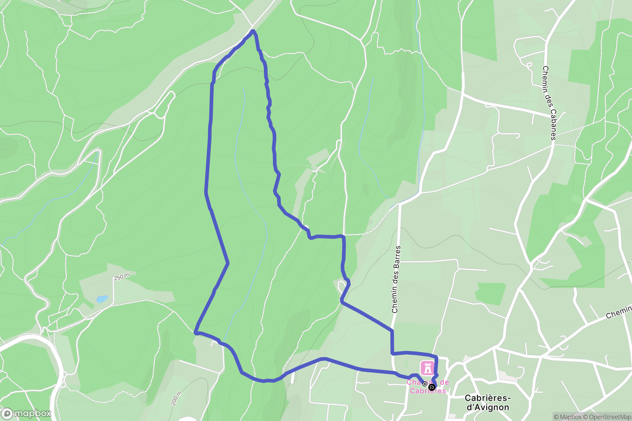 Cabrières-d'Avignon : carte du parcours de randonnée - France