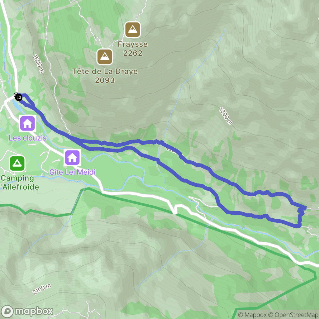 Ailefroide : carte du parcours de randonnée - France