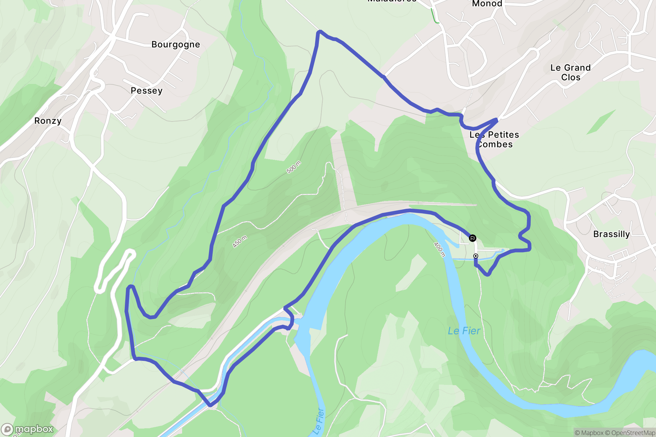 Poisy : carte du parcours de randonnée - France