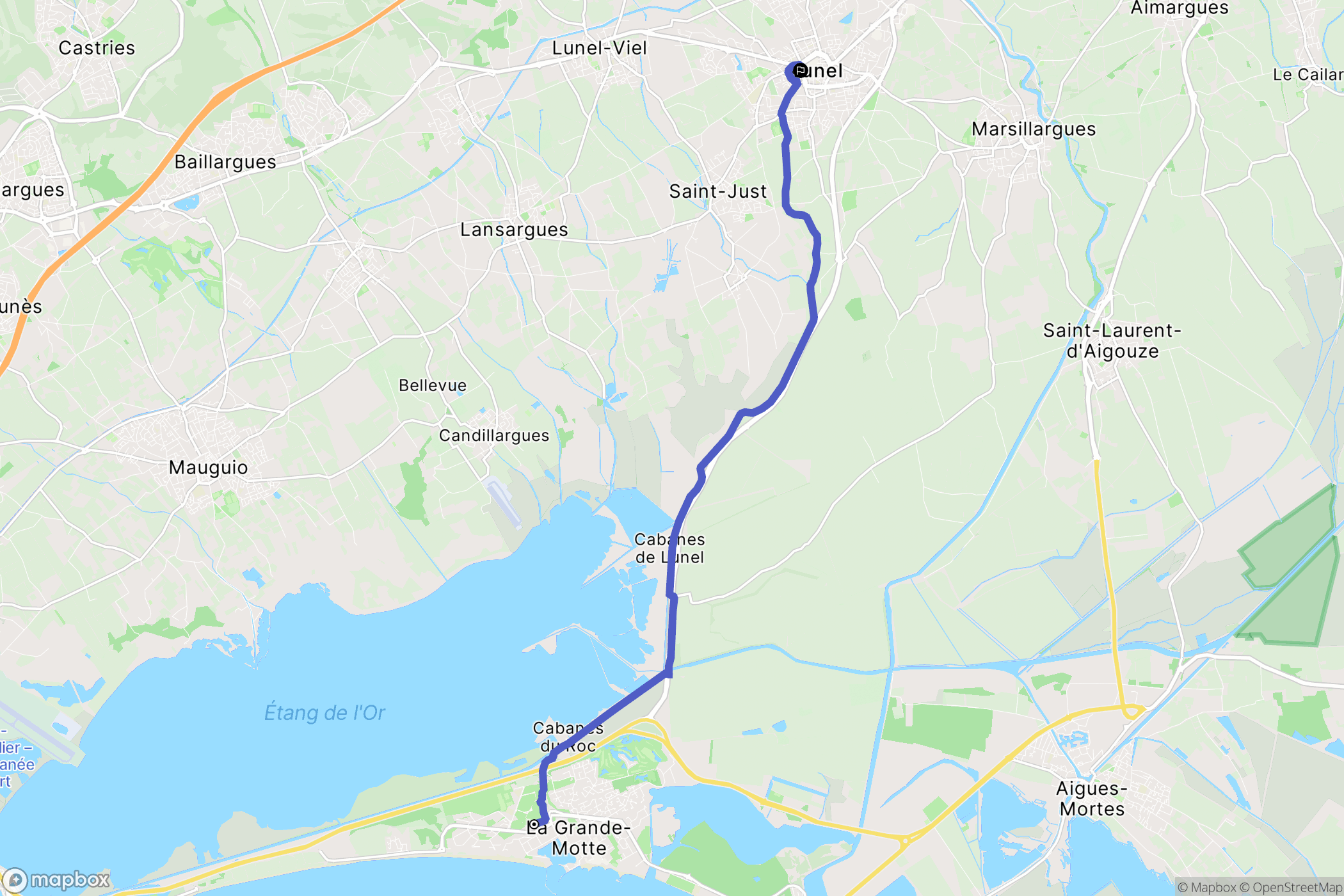 La Grande-Motte : carte du parcours de randonnée - France