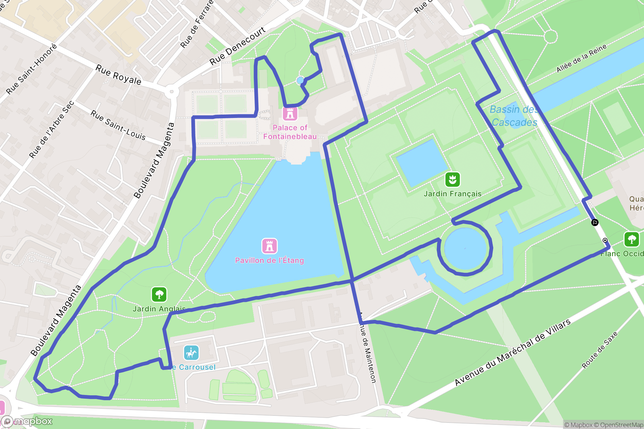 Fontainebleau : carte du parcours de randonnée - France