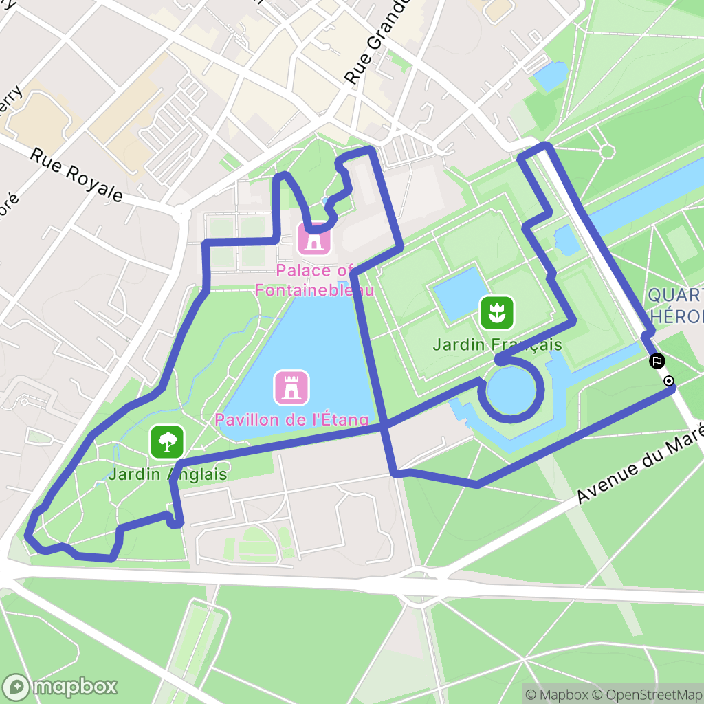 Fontainebleau : carte du parcours de randonnée - France