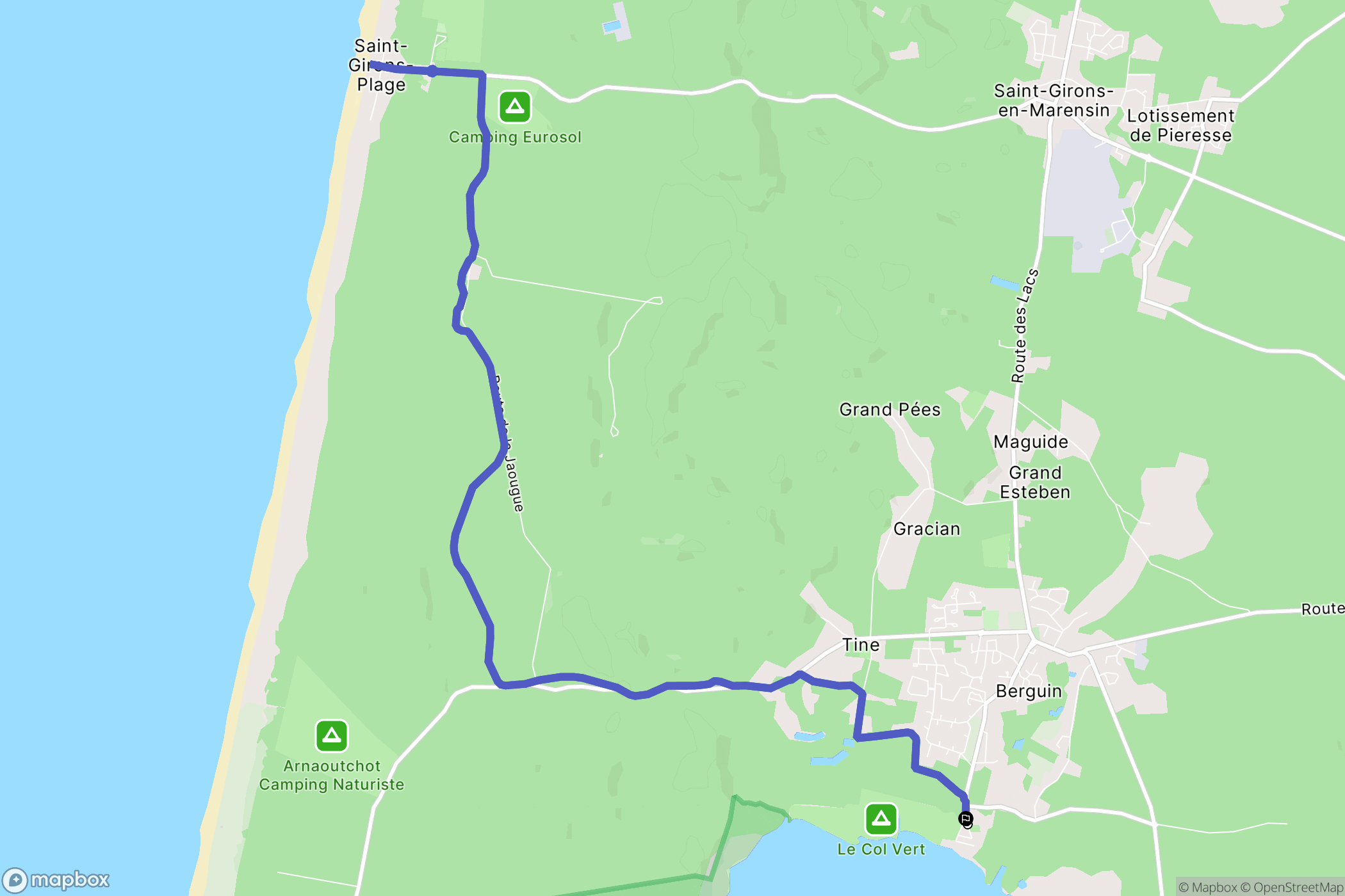 Vielle-Saint-Girons : carte du parcours de randonnée - France