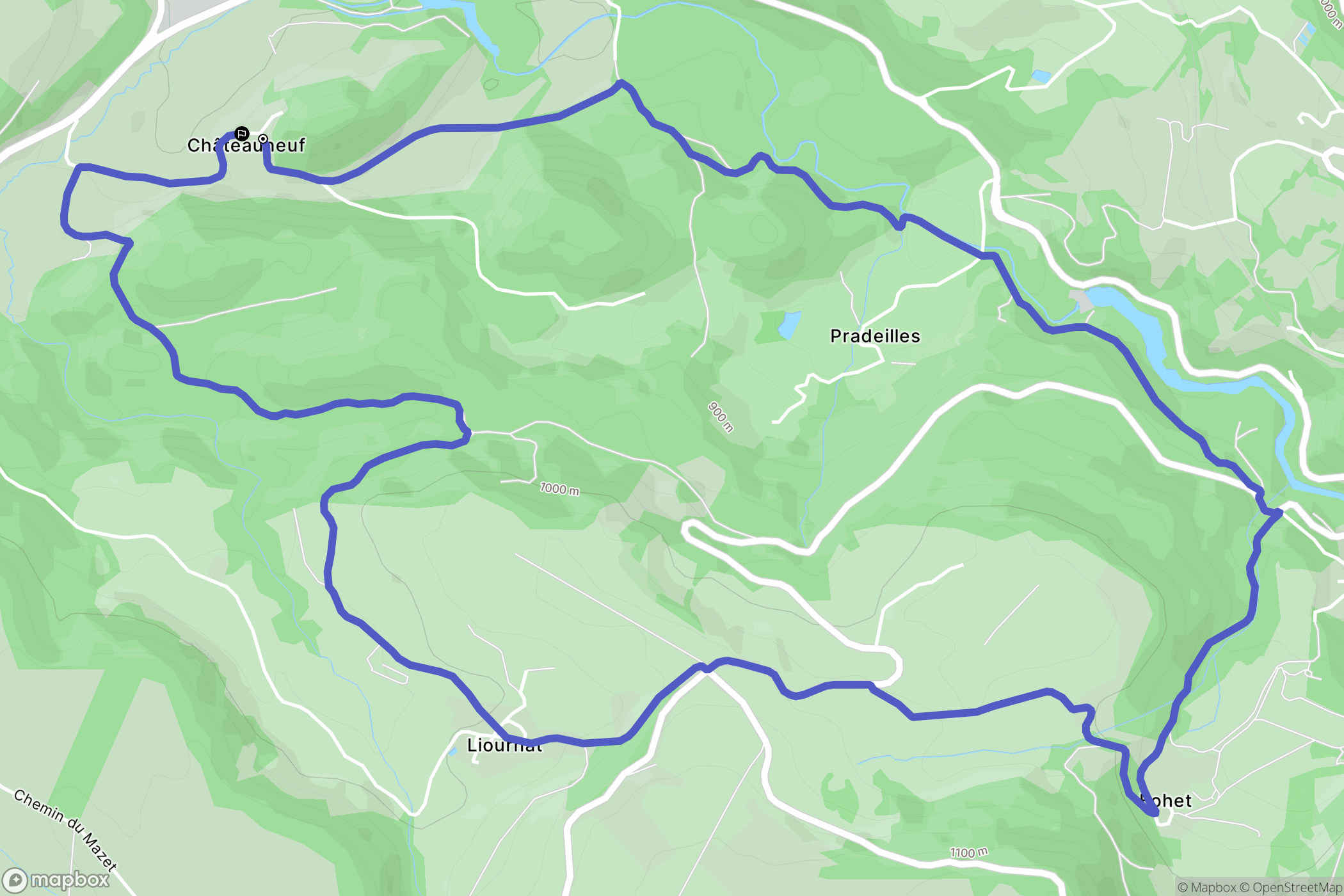 Saint-Sauves-d'Auvergne : carte du parcours de randonnée - France