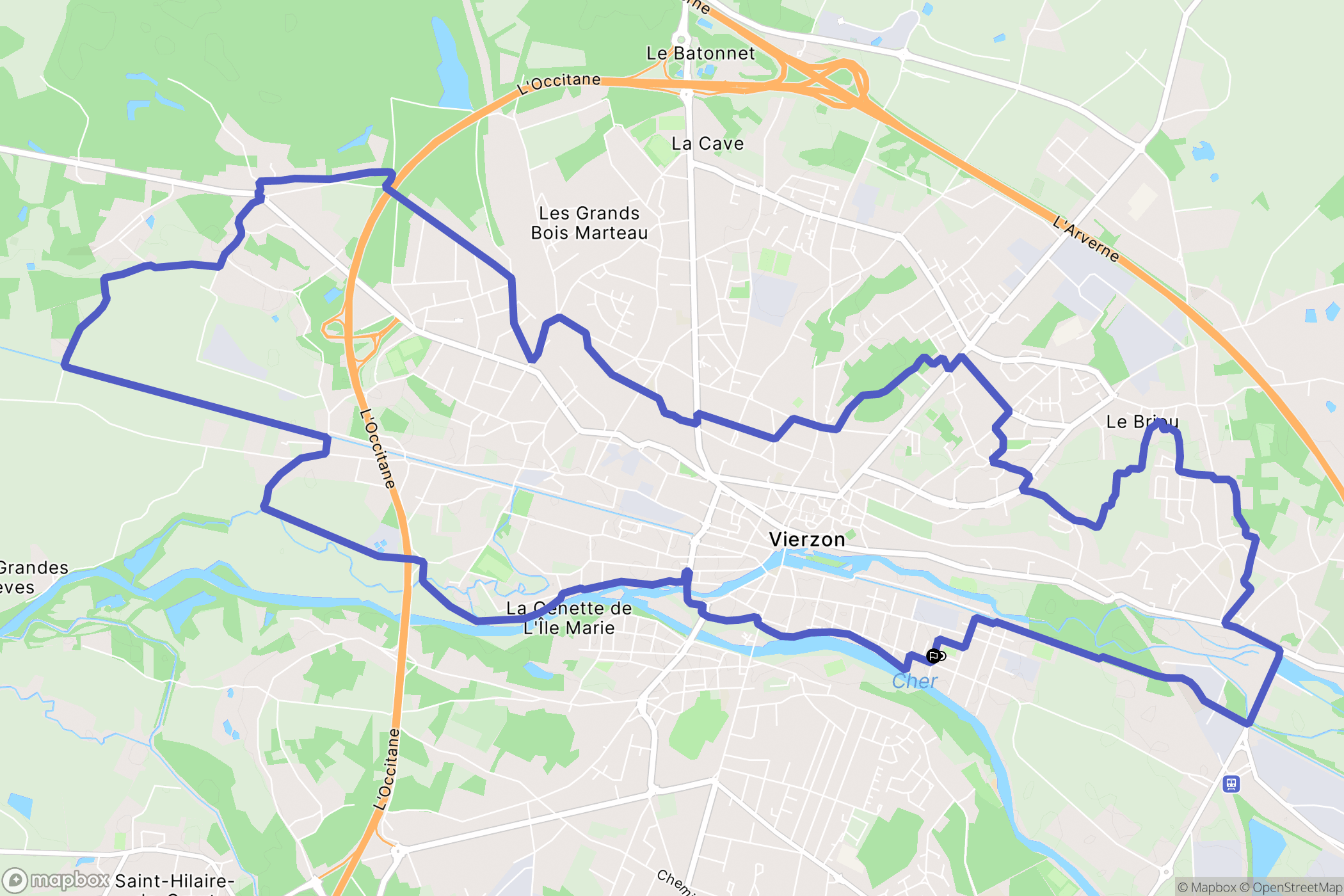 Vierzon : carte du parcours de randonnée - France