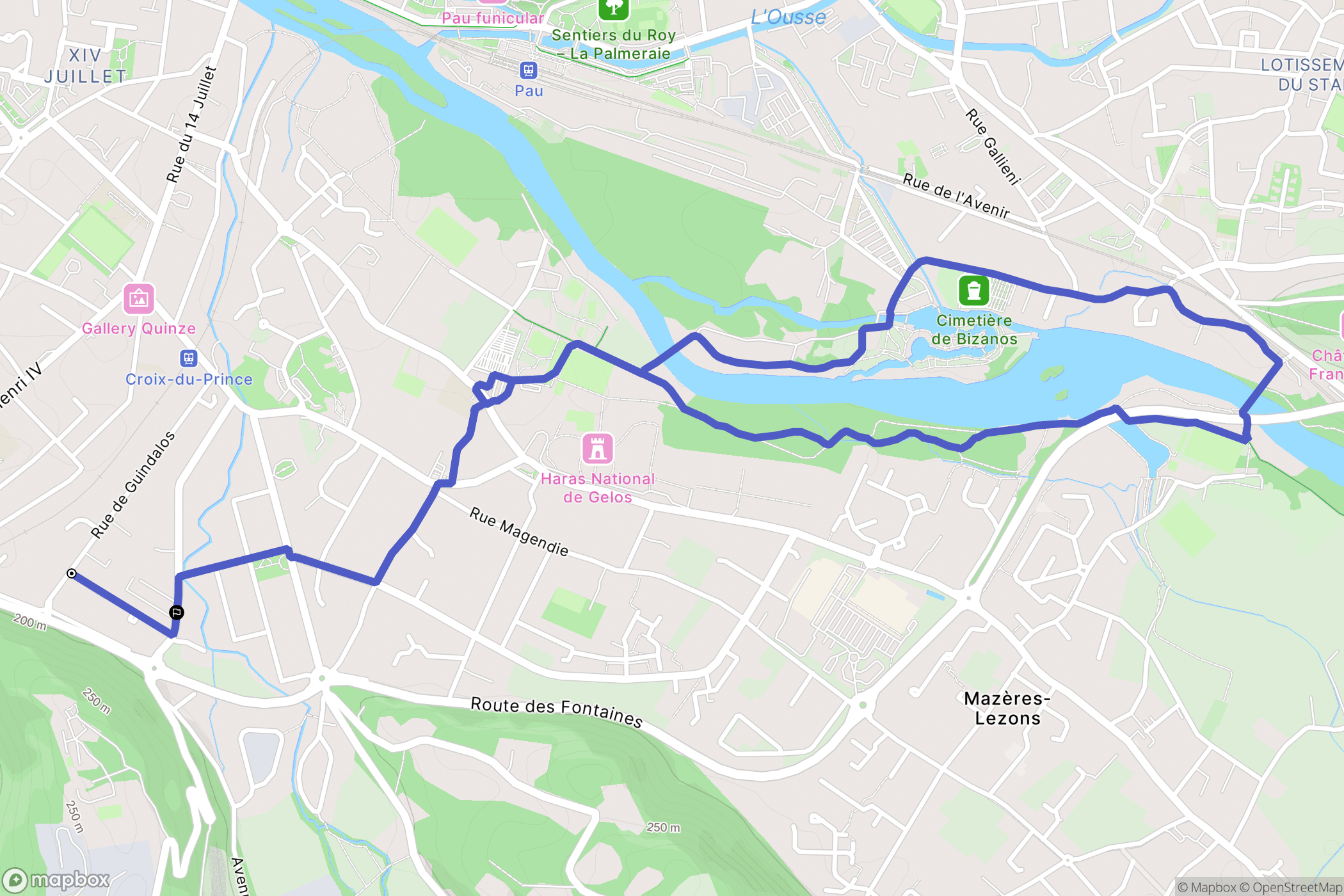 Jurançon : carte du parcours de randonnée - France