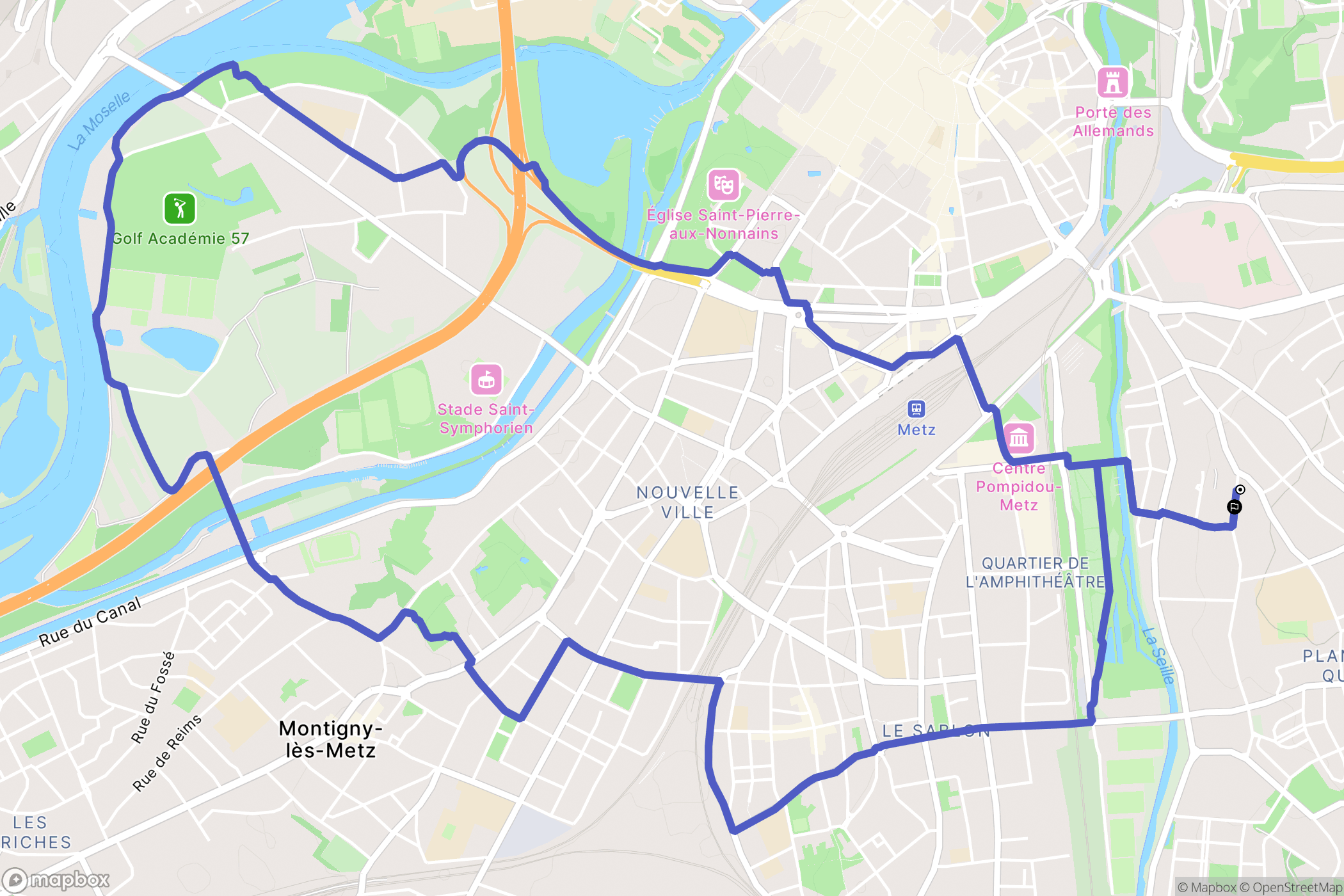 Metz : carte du parcours de randonnée - France