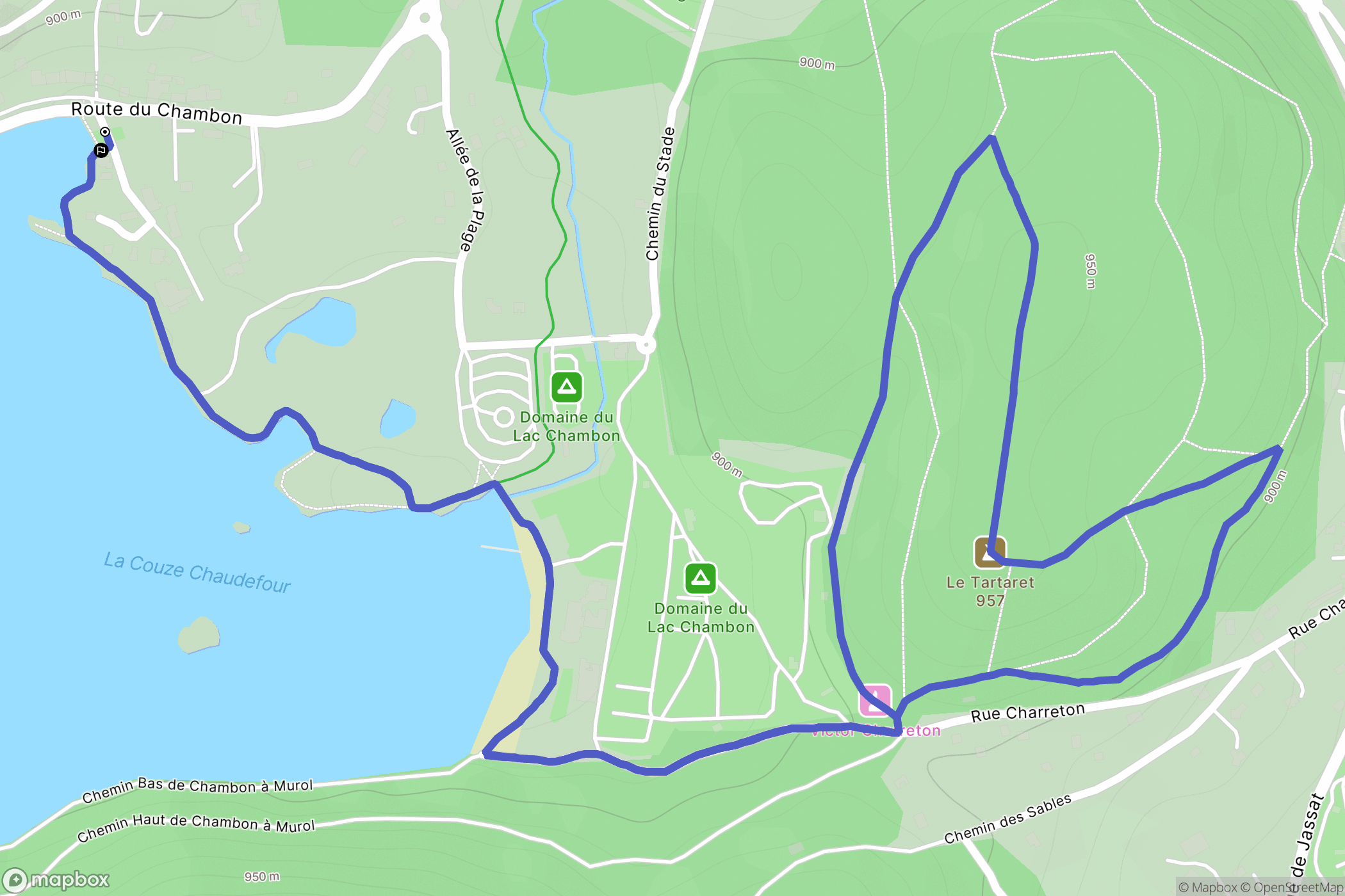 Chambon sur Lac : carte du parcours de randonnée - France