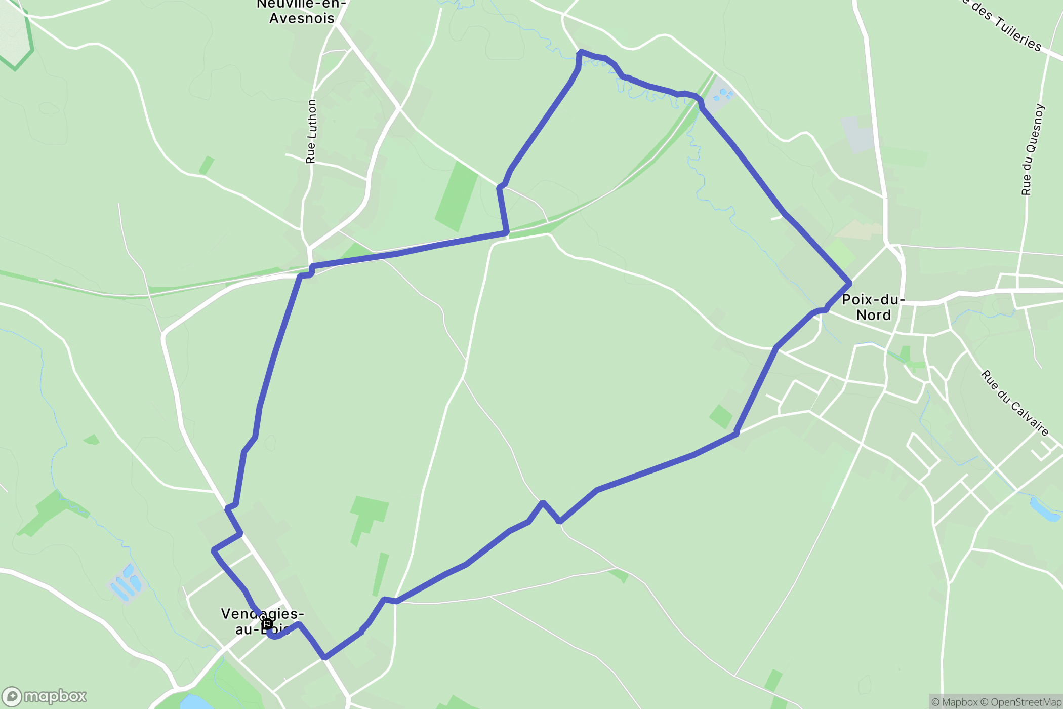 Vendegies-au-Bois : carte du parcours de randonnée - France