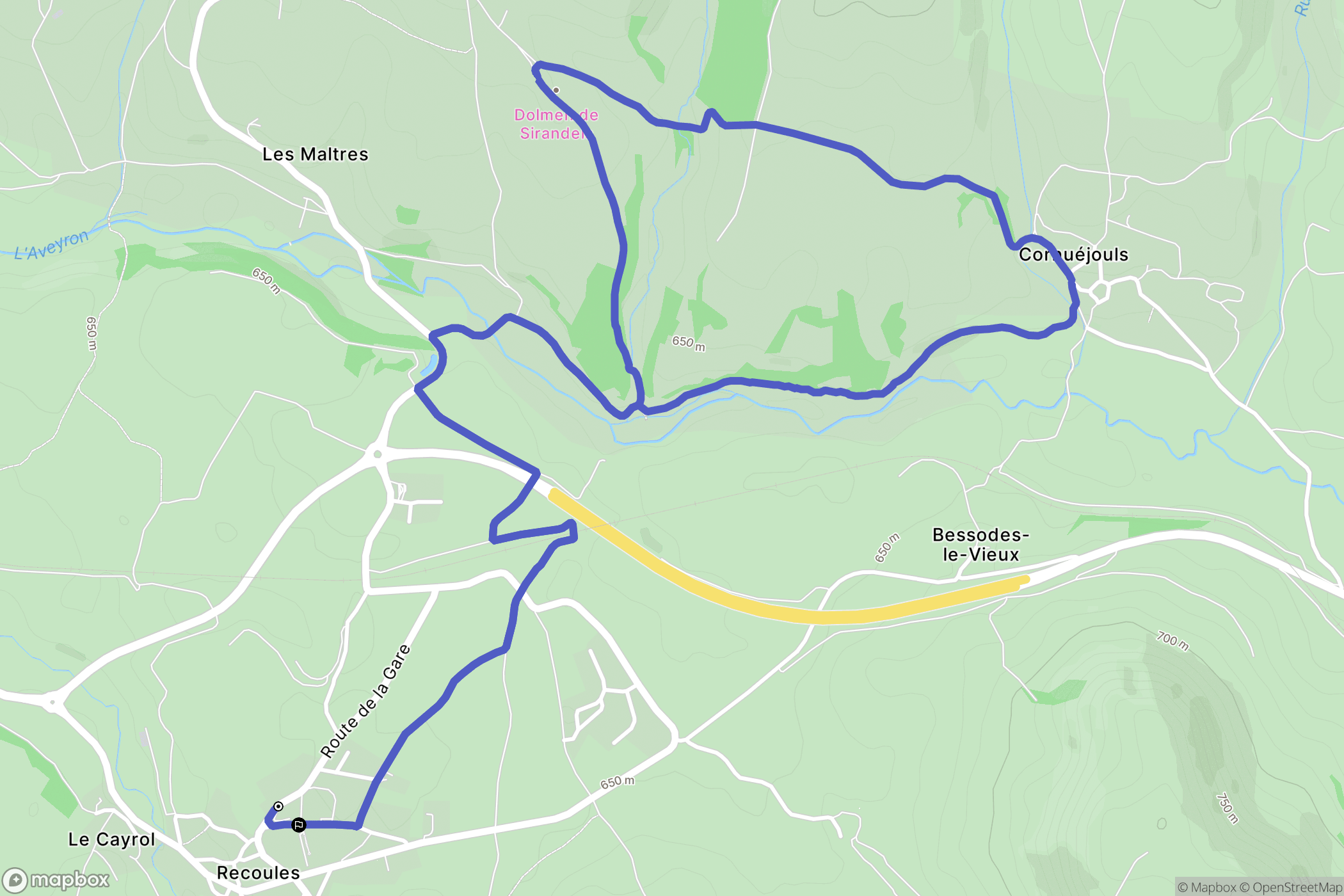 Sévérac-d'Aveyron : carte du parcours de randonnée - France