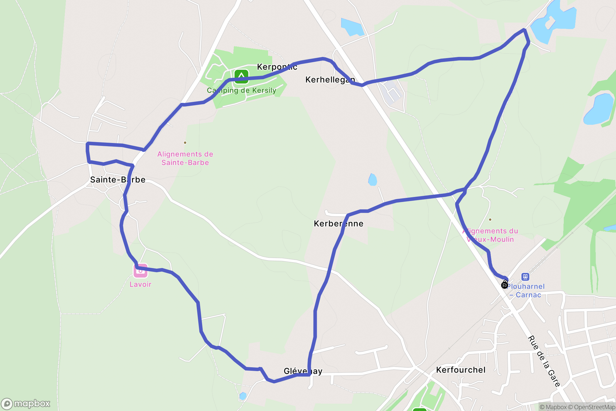 Plouharnel : carte du parcours de randonnée - France