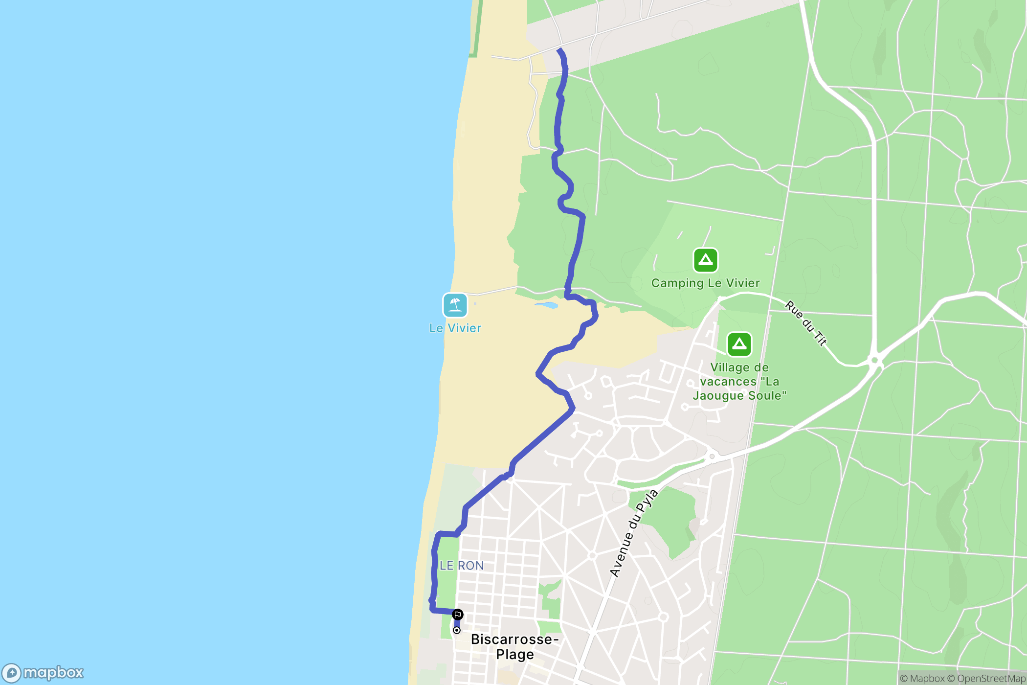 Biscarrosse : carte du parcours de randonnée - France