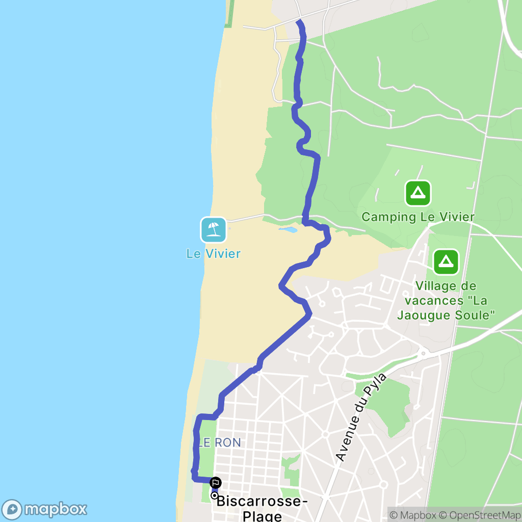 Biscarrosse : carte du parcours de randonnée - France