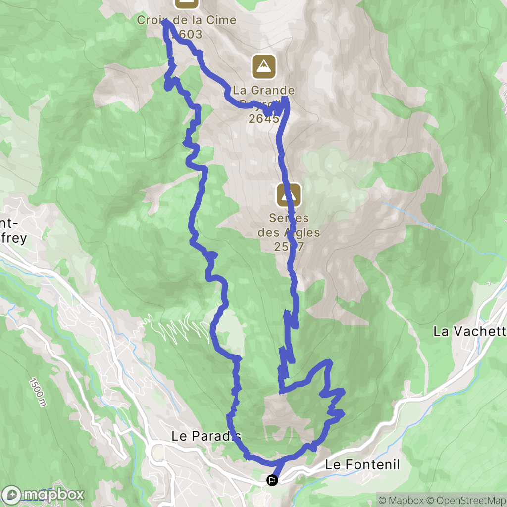 Briançon : carte du parcours de randonnée - France