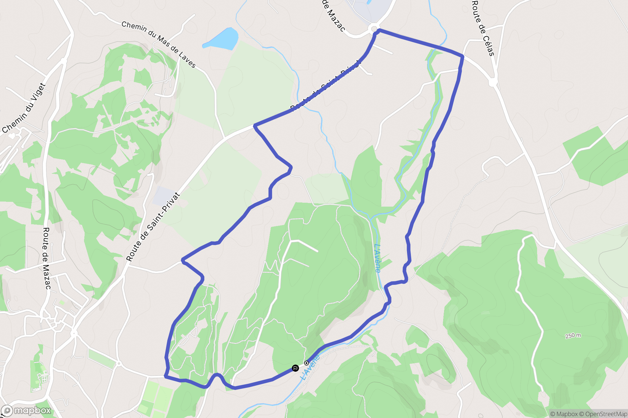 Saint-Privat-des-Vieux : carte du parcours de randonnée - France
