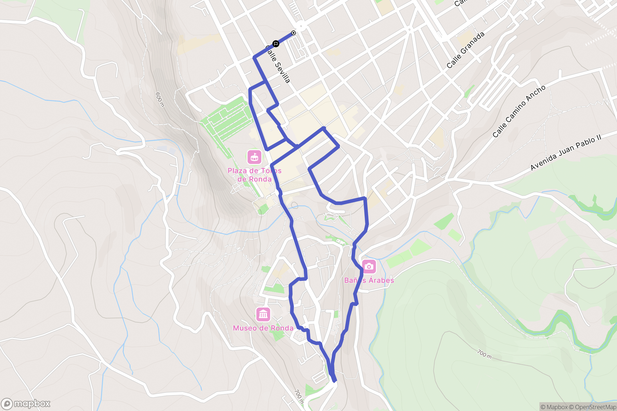 Ronda : carte du parcours de randonnée - Spain