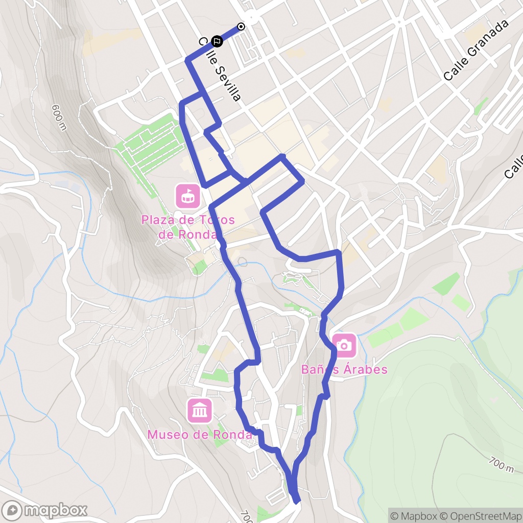 Ronda : carte du parcours de randonnée - Spain