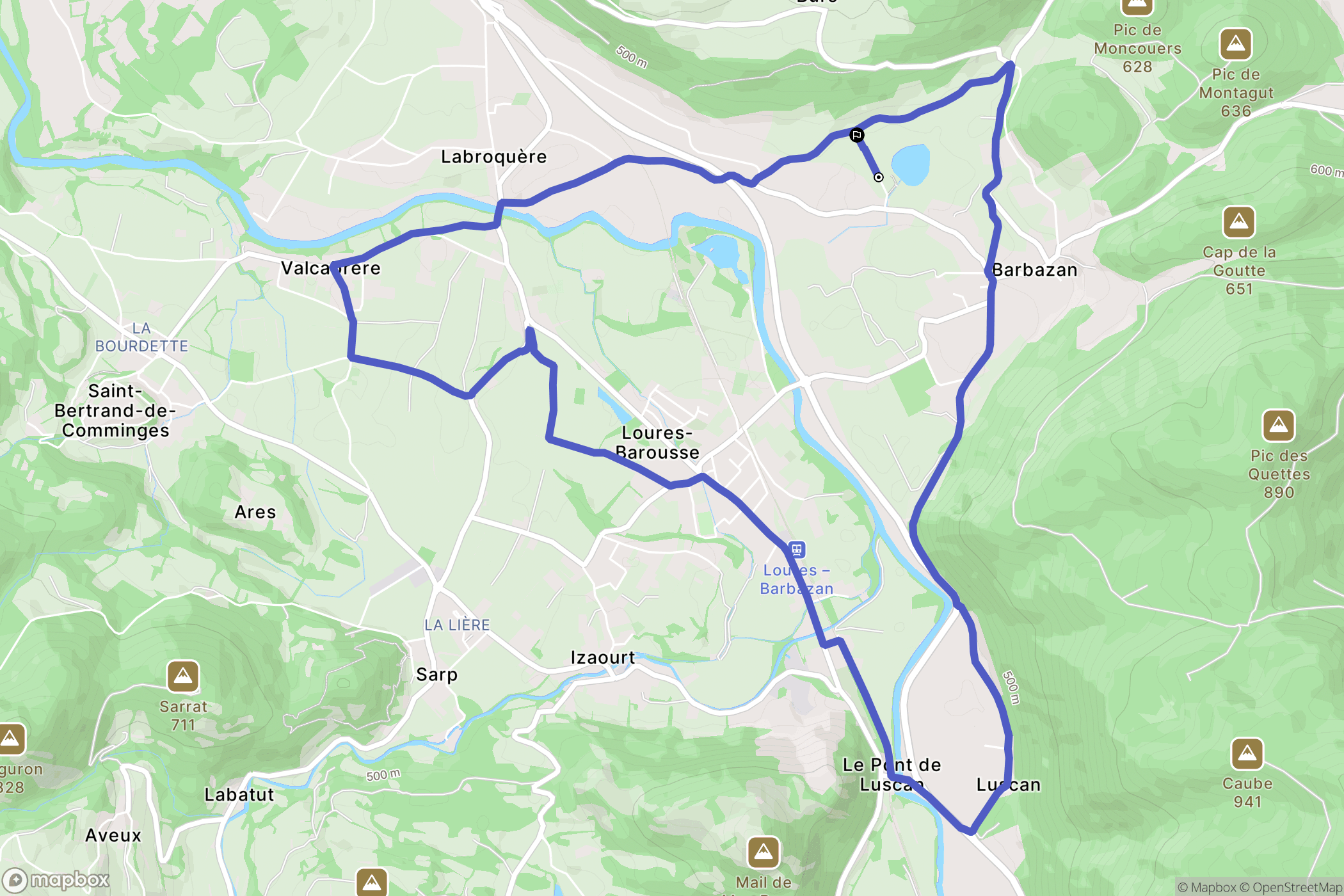 Barbazan : carte du parcours de randonnée - France