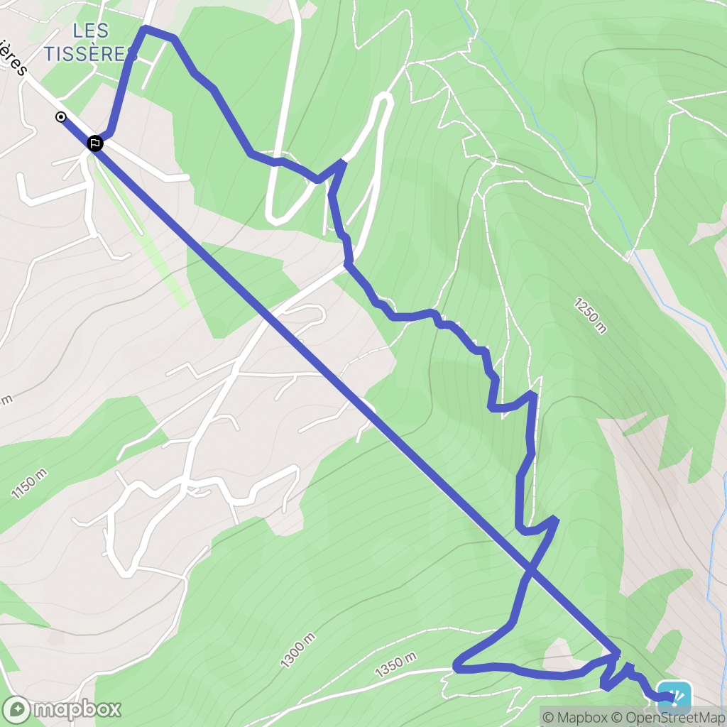 Les Bossons : carte du parcours de randonnée - France