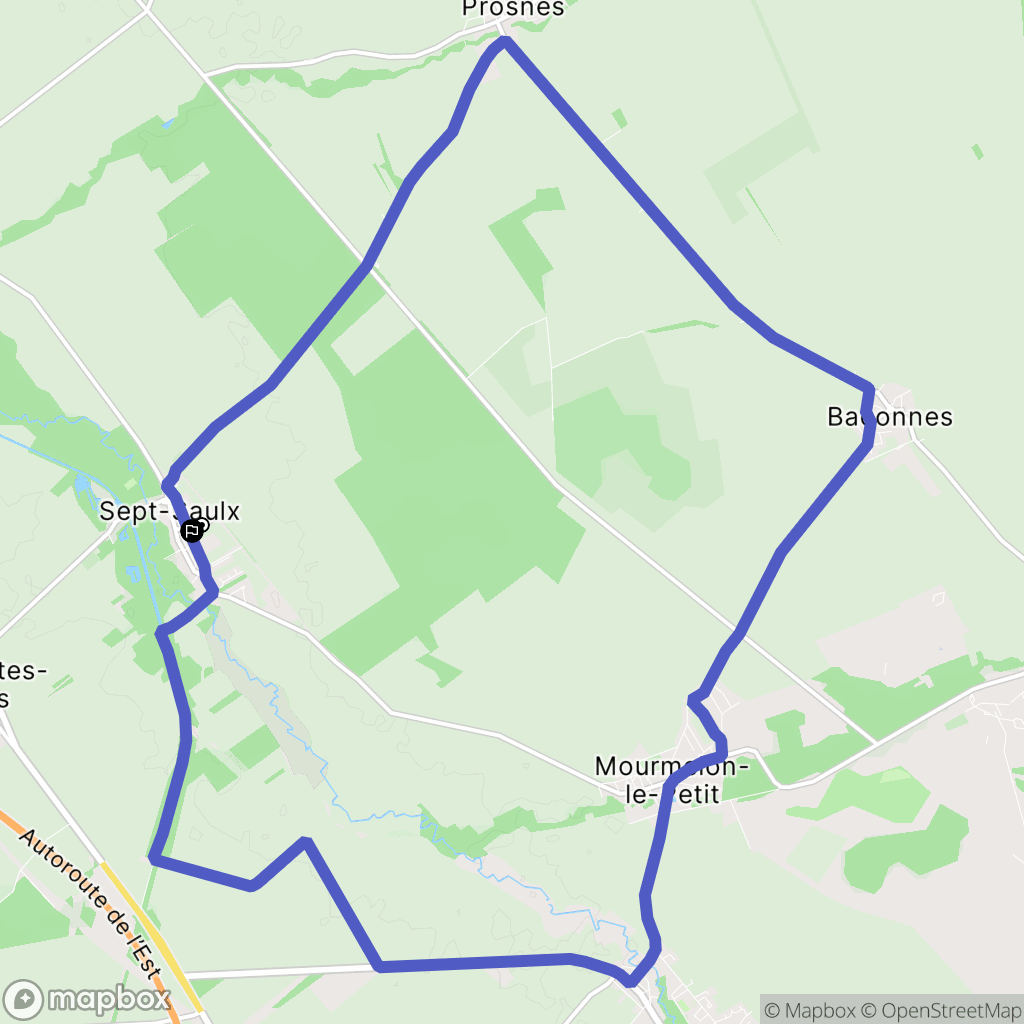 Sept-Saulx : carte du parcours de randonnée - France