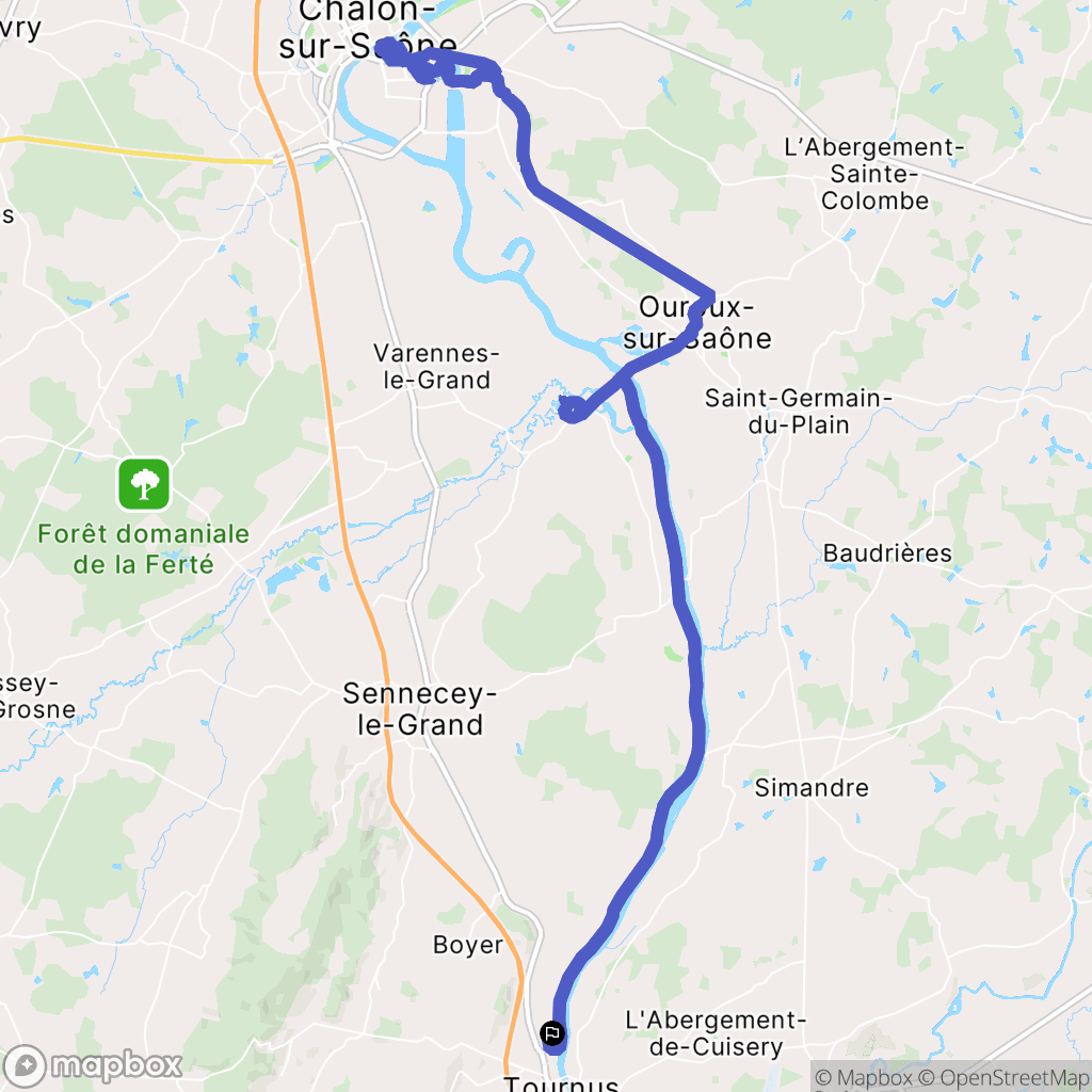 Tournus : carte du parcours de randonnée - France