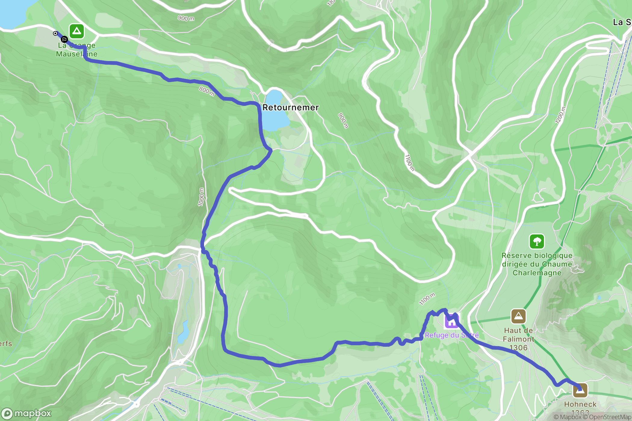 Xonrupt-Longemer : carte du parcours de randonnée - France
