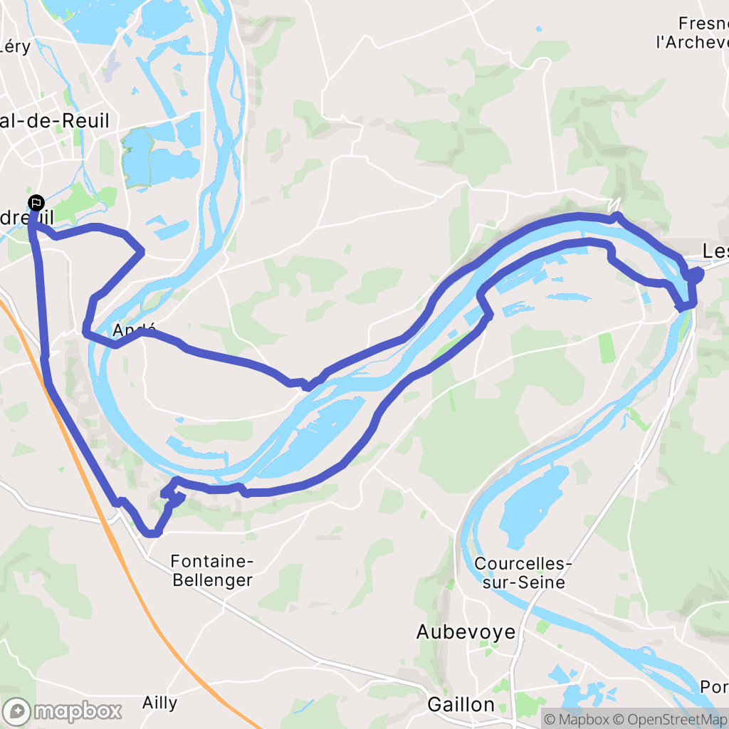 Le Vaudreuil : carte du parcours de randonnée - France