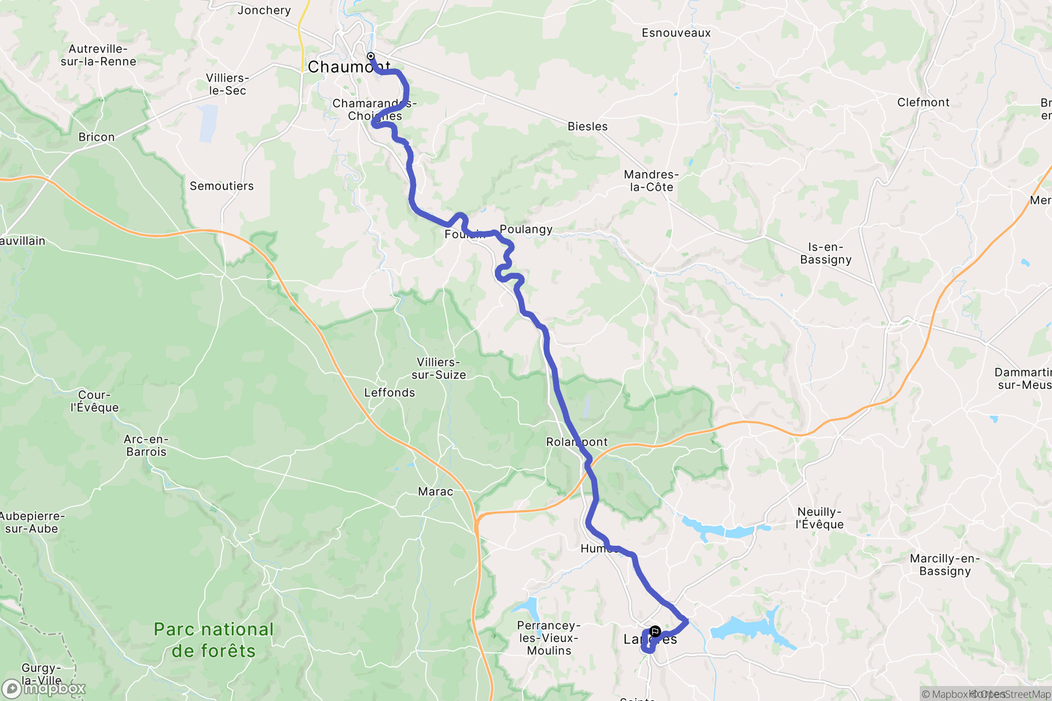 Chaumont : carte du parcours de randonnée - France
